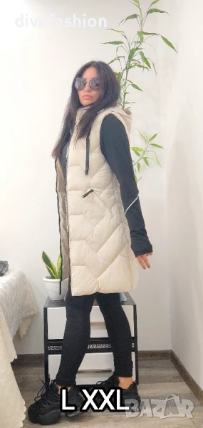 ✅Дамски дълъг елек грейка с качулка 🛑L XXL , снимка 1