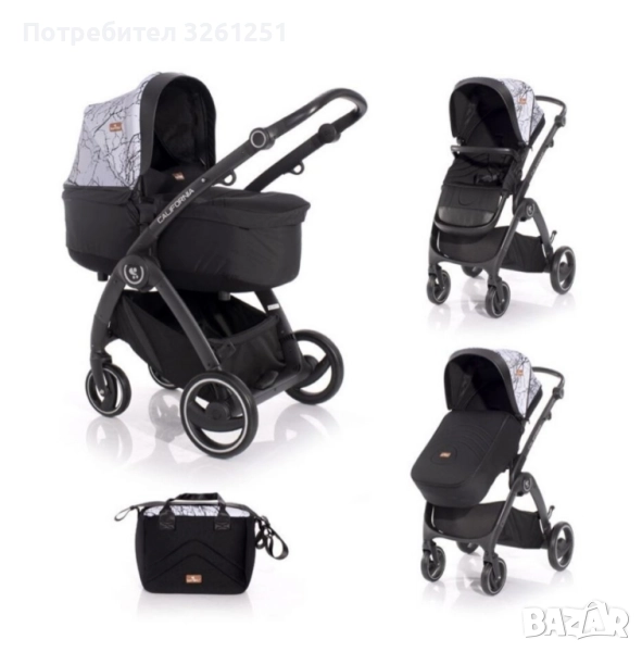 Комбинирана количка Lorelli - California, Grey Marble, снимка 1