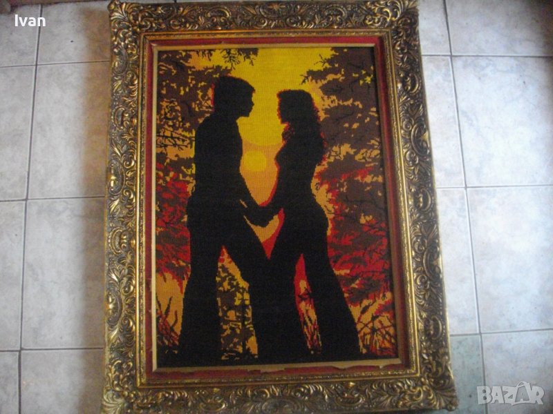 860х660мм-Гръцки Голям Гоблен-Рамкиран-DMC-Отличен-Барок Рамка, снимка 1