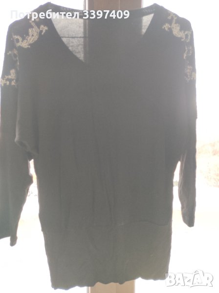 Черна блуза с ефекти, снимка 1