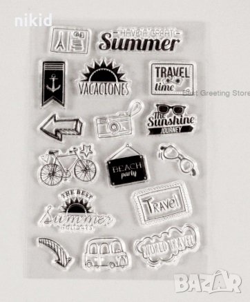 summer лято ваканция силиконов гумен печат декор украса бисквитки фондан Scrapbooking, снимка 1