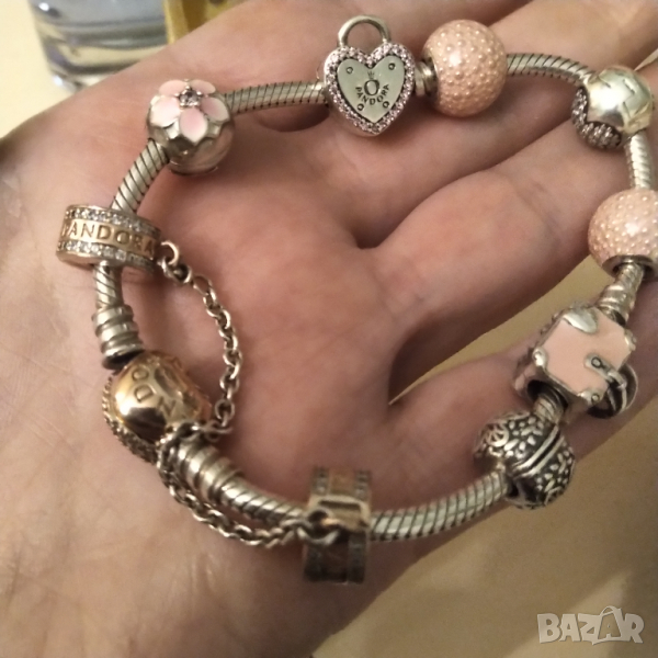 Оригинална  сребърна гривна Пандора  с розова позлата , снимка 1