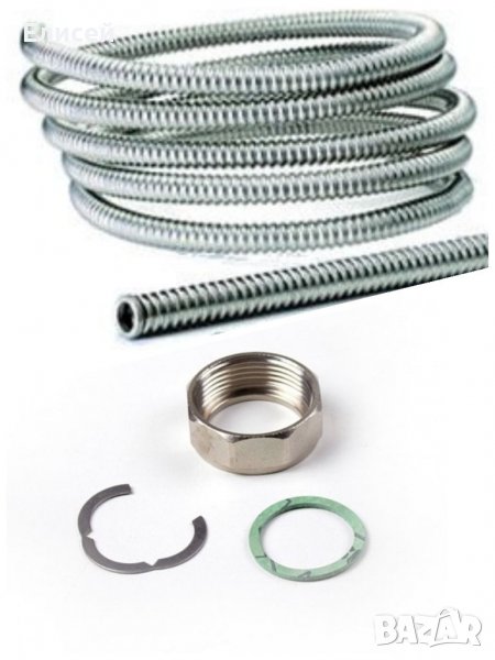 Неръждаема гофрирана тръба Solar DN12, DN16, DN20 и гайки със зегерка и уплътнение 1/2”, 3/4” и 1”, снимка 1