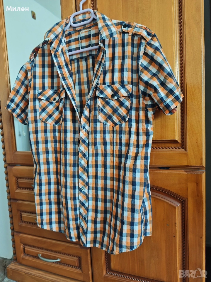 Мъжка риза с къс ръкав 100% памук, снимка 1