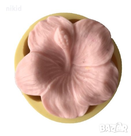 Китайска Роза Хибискус Каркаде цвете голям дълбок силиконов молд форма калъп гипс свещ сапун , снимка 1