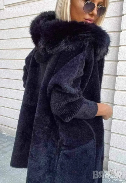 Черна кашмирена жилетка с пух, снимка 1