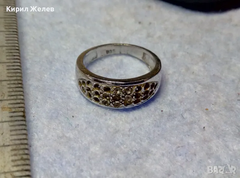 СТИЛЕН СТАР ПРЪСТЕН от БЛАГОРОДНА СТОМАНА с БЯЛА ПОЗЛАТА и ПЕЧАТ 835 НЯКОИ ЦИРКОНЧЕТА ЛИПСВАТ! 48266, снимка 1