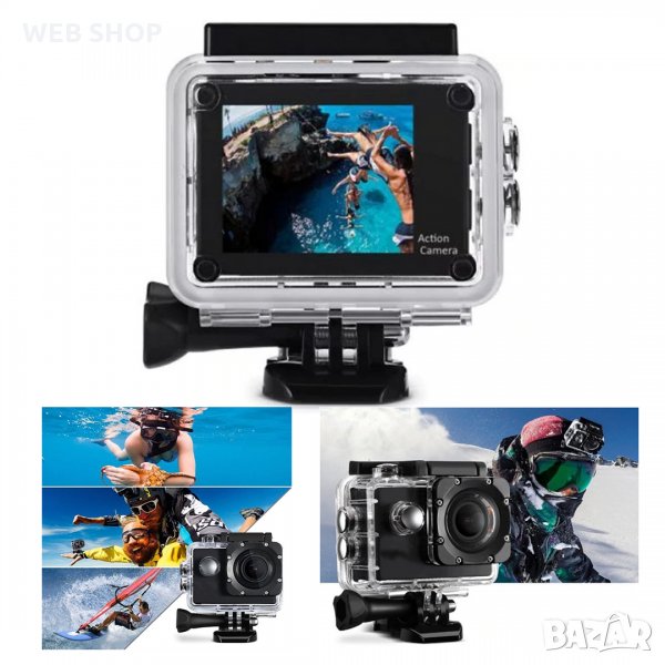 Спортна водоустойчива камера с 4K резолюция и дисплей, снимка 1