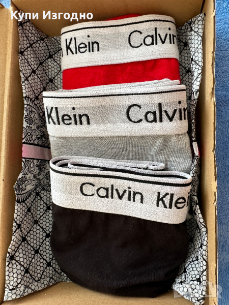 Комплект дамско бельо Calvin Klein за малко дупе бикини 3 броя гащи, снимка 1