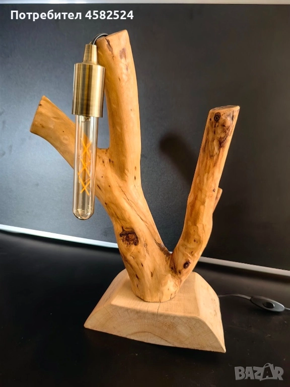 Дървена нощна лампа, рустик , снимка 1