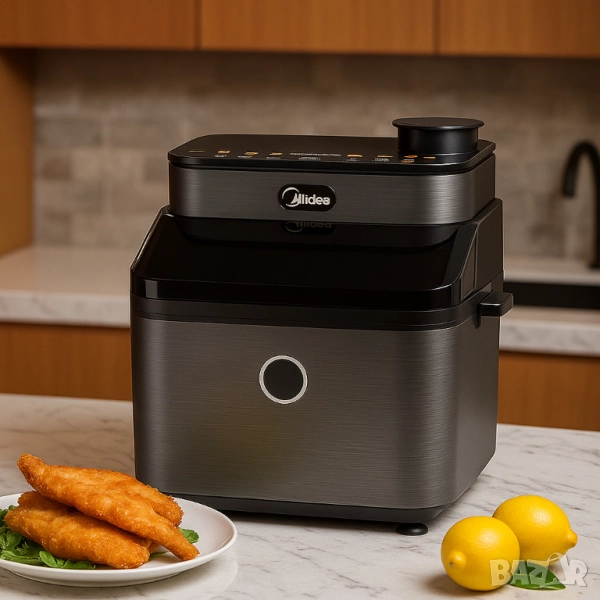 Midea DualTaste Air Fryer MF-CY75C2 – 7L капацитет, JuicyLock технология, снимка 1