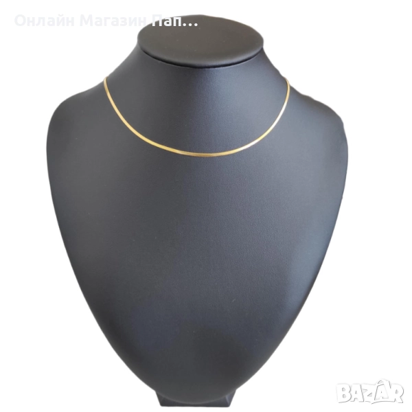 Верижка „Skyrim“ – Стоманена огърлица тип змийска верига 2мм, 40см, стоманен и златист цвят, снимка 1