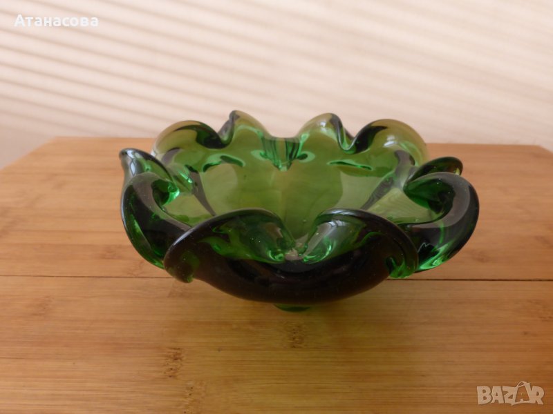 Голям пепелник стъклена купа бонбониера Мурано, снимка 1