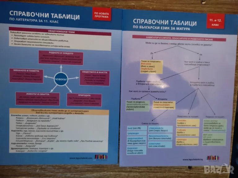 Справочни таблици по литература за 11. кл. и Български език за матура, снимка 1