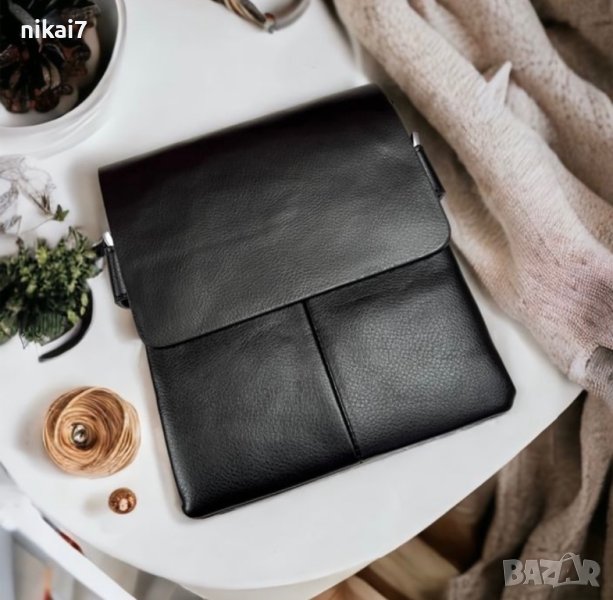Мжка чанта спортно елегантна от естествена кожена телешки бокс, снимка 1