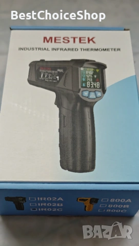 MESTEK инфрачервен термометър цифров лазерен измервател на температура с K-проб – -50°C до 800°C, снимка 5 - Други инструменти - 53194699