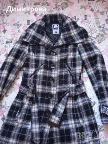 Карирано палто М размер