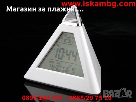 LED будилник и метеостанция с форма на пирамида светещ в 7 цвята, снимка 13 - Други стоки за дома - 28472198