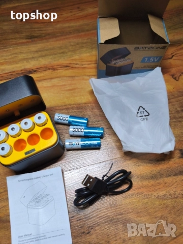 НОВИ акумулаторни AA батерии, 8 броя, бързо зарядно устройство, 1.5V 3000mWh, 1600 пъти зареждане..., снимка 3 - Друга електроника - 51572463