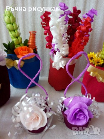 Налични вазички с цветя, снимка 11 - Изкуствени цветя - 27755271