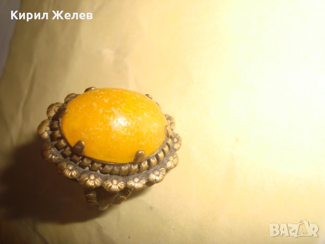 СТАРИНЕН ЮВЕЛИРНА РЪЧНА МАЙСТОРСКА ИЗРАБОТКА АРТ-ДЕКО БРОНЗОВ ПРЪСТЕН с ЖЪЛТ КАТАЛИН 21631, снимка 16 - Антикварни и старинни предмети - 32552868