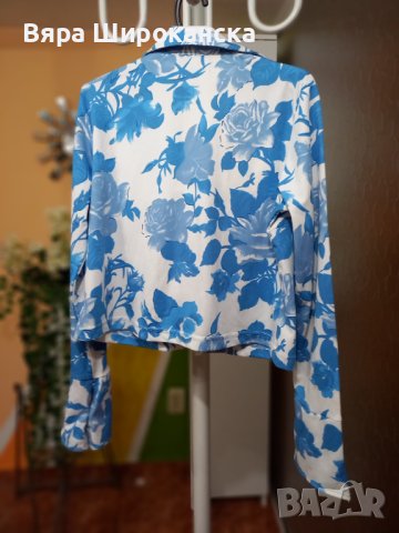 Риза с къдри на сини цветя. Размер М. , снимка 4 - Ризи - 40521811
