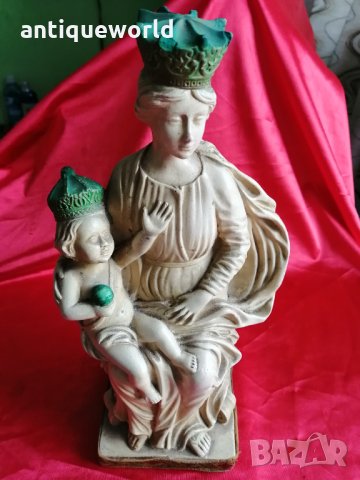 19 Век Статуя  Авторска Девата с Младенеца Подписана!, снимка 1 - Антикварни и старинни предмети - 35324194