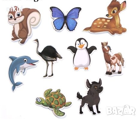 48 бр Диви горски дисни морски животни самозалепващи лепенки стикери за украса декор, снимка 2 - Други - 27820375