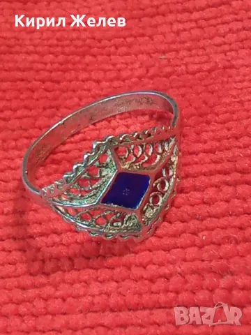 СТАРИНЕН ЕМАЙЛИРАН ФИЛИГРАНЕН ПРЪСТЕН СРЕБРО 800 ФИНА РЪЧНА РЕТРО АРТ ИЗРАБОТКА 47594, снимка 11 - Антикварни и старинни предмети - 49606653