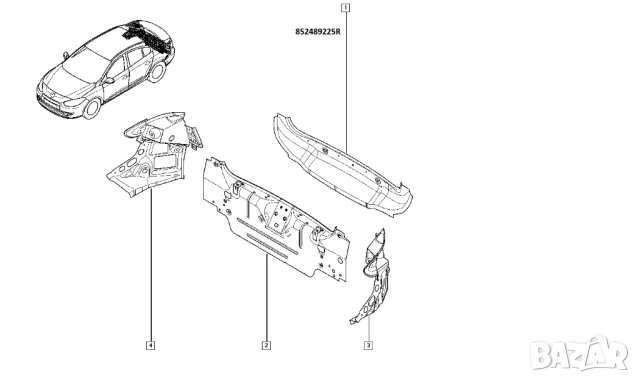Renault Fluence заден панел 852489225R, снимка 2 - Части - 44030901
