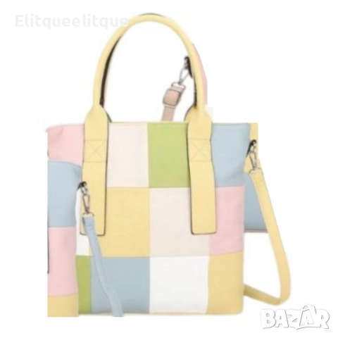 Шарена дамска чанта с разноцветна дръжка, снимка 2 - Чанти - 52242668