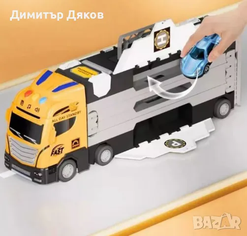 Трансформиращ се голям детски камион с рампа и колички, снимка 4 - Коли, камиони, мотори, писти - 48097263