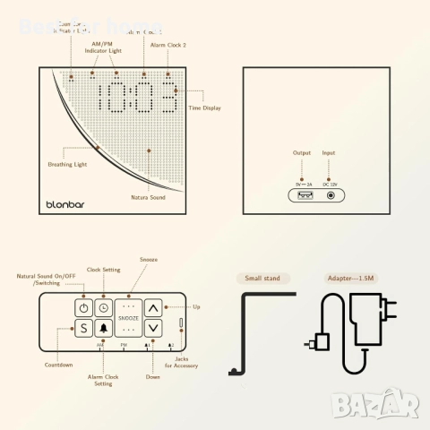 Нощна, LED , сензорна лампа за събуждане с 10 звуци, 2 будилника, 3 нива на яркост, снимка 7 - Настолни лампи - 51472668