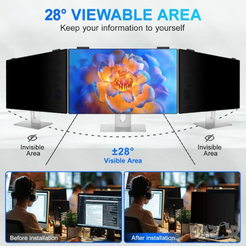GUDTEKE Магнитен екран за поверителност за монитор 24 инча 16:9, снимка 2 - Монитори - 51682475