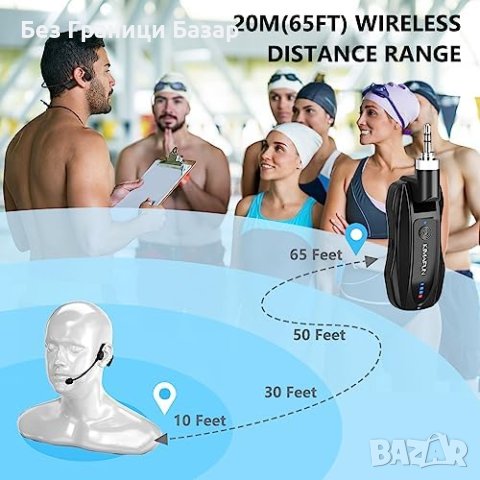 Нови 2.4G фитнес слушалки Безжичен микрофон IP67 водоустойчив, снимка 4 - Микрофони - 43209627