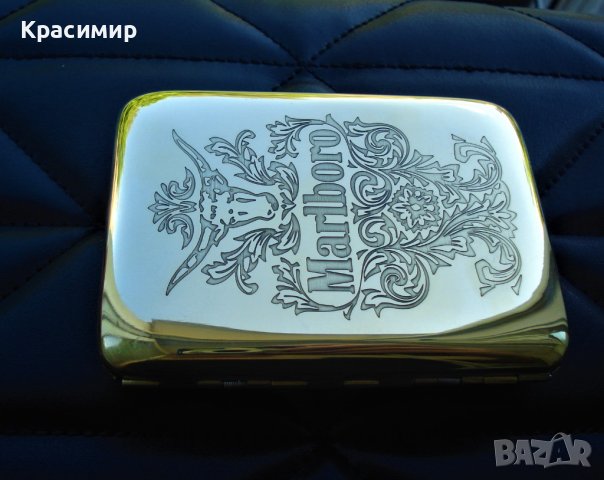 МЕСИНГОВА ТАБАКЕРА ЗА ЦИГАРИ MARLBORO, снимка 2 - Други стоки за дома - 43761738