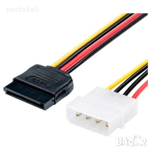 Кабел захранващ преходник ATX Molex 4pin – SATA, НОВ, снимка 2 - Кабели и адаптери - 43228593