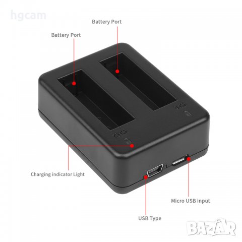 Комплект Зарядно устройство, Двойно + 2бр. Батерии за GoPro Hero 4, снимка 5 - Батерии, зарядни - 27704254