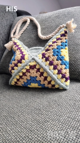 Плетени дамски чанти, многоцветни подаръци , снимка 7 - Чанти - 42698019