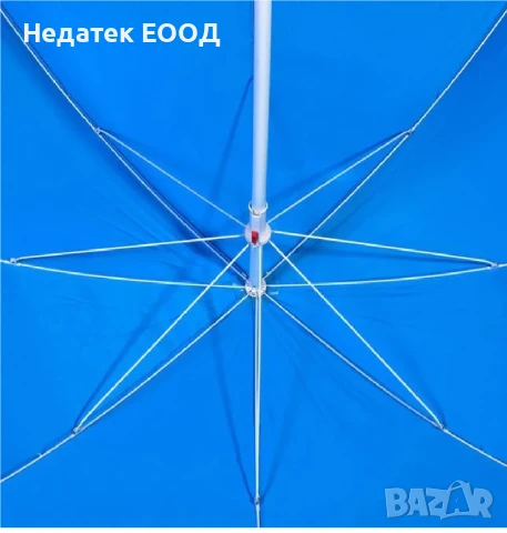 Плажен чадър с метална рамка, Син, Ø1,80 м., снимка 2 - Други - 50445328