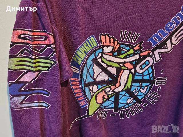 Блуза на O'neill Mentos World Cup 1990 Italy snowboard ski Large спорт ретро блуза , снимка 3 - Блузи - 53411144