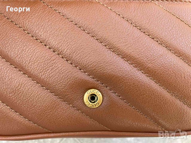 Gucci Кафява коженa Marmont Супер мини чанта Гучи GG лого Made in Italy, снимка 6 - Чанти - 43492214