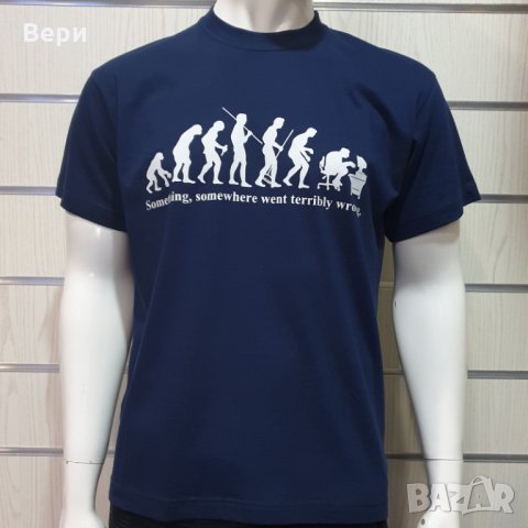 Нова мъжка тениска с трансферен печат Човешка еволюция, снимка 3 - Тениски - 28252991