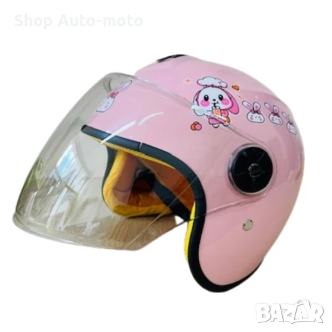 Детска каска за мотор Automat, За скутер, XS размер, Розов/зайчета, снимка 5 - Аксесоари и консумативи - 51202443
