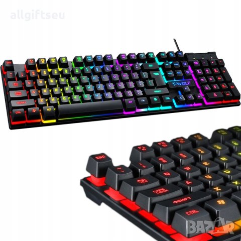 Геймърска светеща клавиатура T-WOLF, снимка 2 - Клавиатури и мишки - 40254005