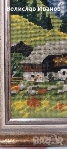 Стар гоблен с вълнени конци.Планинска приказка. Внос Белгия. Без забележка., снимка 6 - Гоблени - 49934206