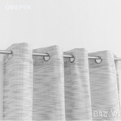  Декоративна завеса с халки Екрю Релефен плетен модел 140x260см, снимка 2 - Пердета и завеси - 43959449