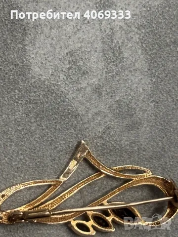 Руска Златна брошка с естествени камъни, снимка 6 - Колиета, медальони, синджири - 49874324