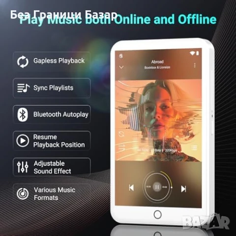 Нов MP3/MP4 плейър 96GB Android 13 Bluetooth WiFi Spotify тъчскрийн музика, снимка 2 - Други - 51129377