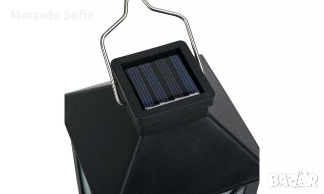 Соларен фенер с изкуствен пламък, черен, снимка 4 - Декорация за дома - 32631362